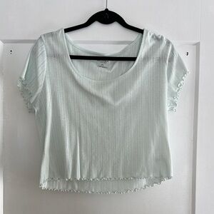 Light Green Ribbed Crop T-Shirt